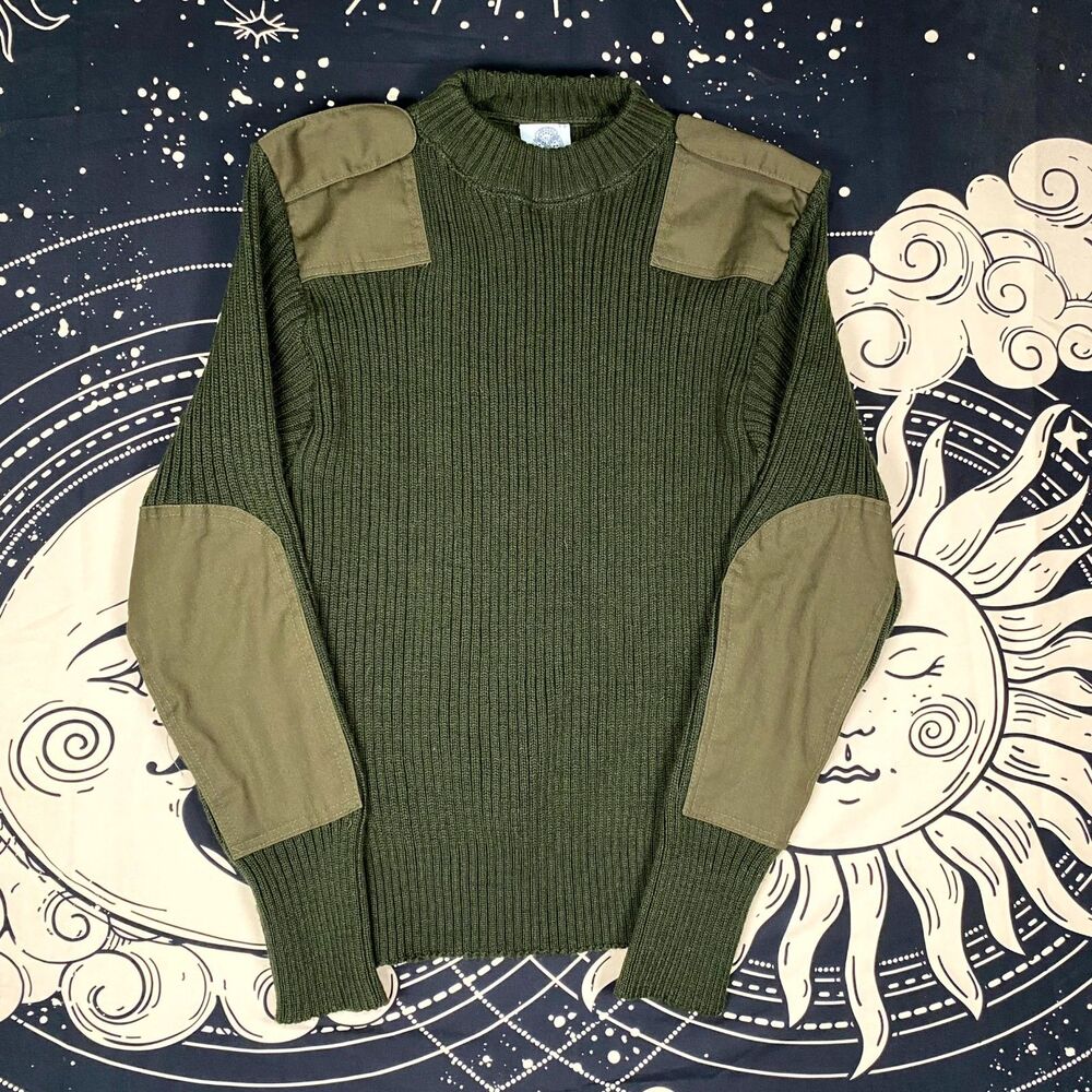 DSCP Valor Collection Sweater Men 38 Green Wool Knitted US Marine Corps Military